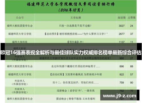 欧冠16强赛表现全解析与最佳球队实力权威排名榜单最新综合评估